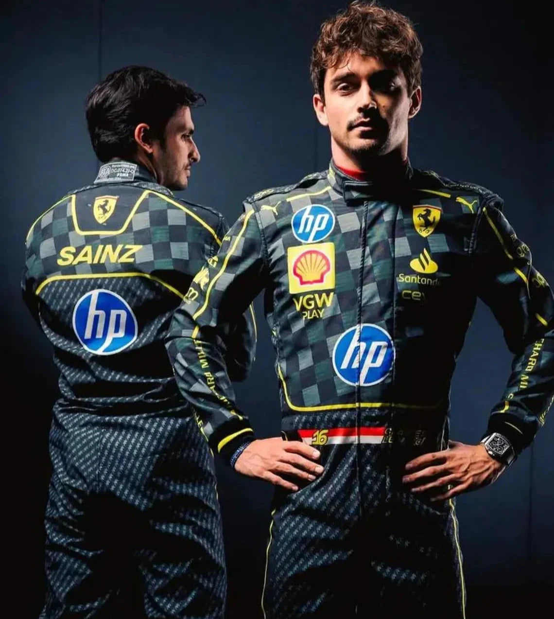 Charles Leclerc And Carlos Sainz Scuderia Ferrari HP's Carbon-Fibre Race Suits Italian Grand Prix