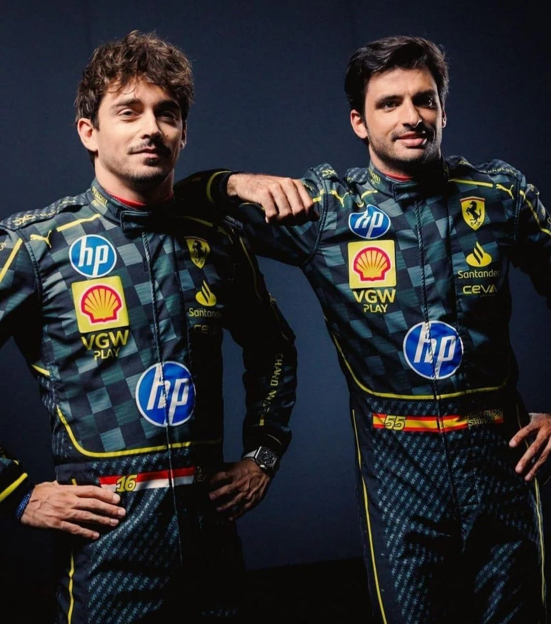 Charles Leclerc And Carlos Sainz Scuderia Ferrari HP's Carbon-Fibre Race Suits Italian Grand Prix